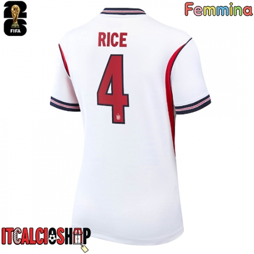 Inghilterra Declan Rice #4 Prima Maglia Femmina Mondiali 2026 Manica Corta